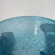 Vase conique en verre bullé bleu turquoise
