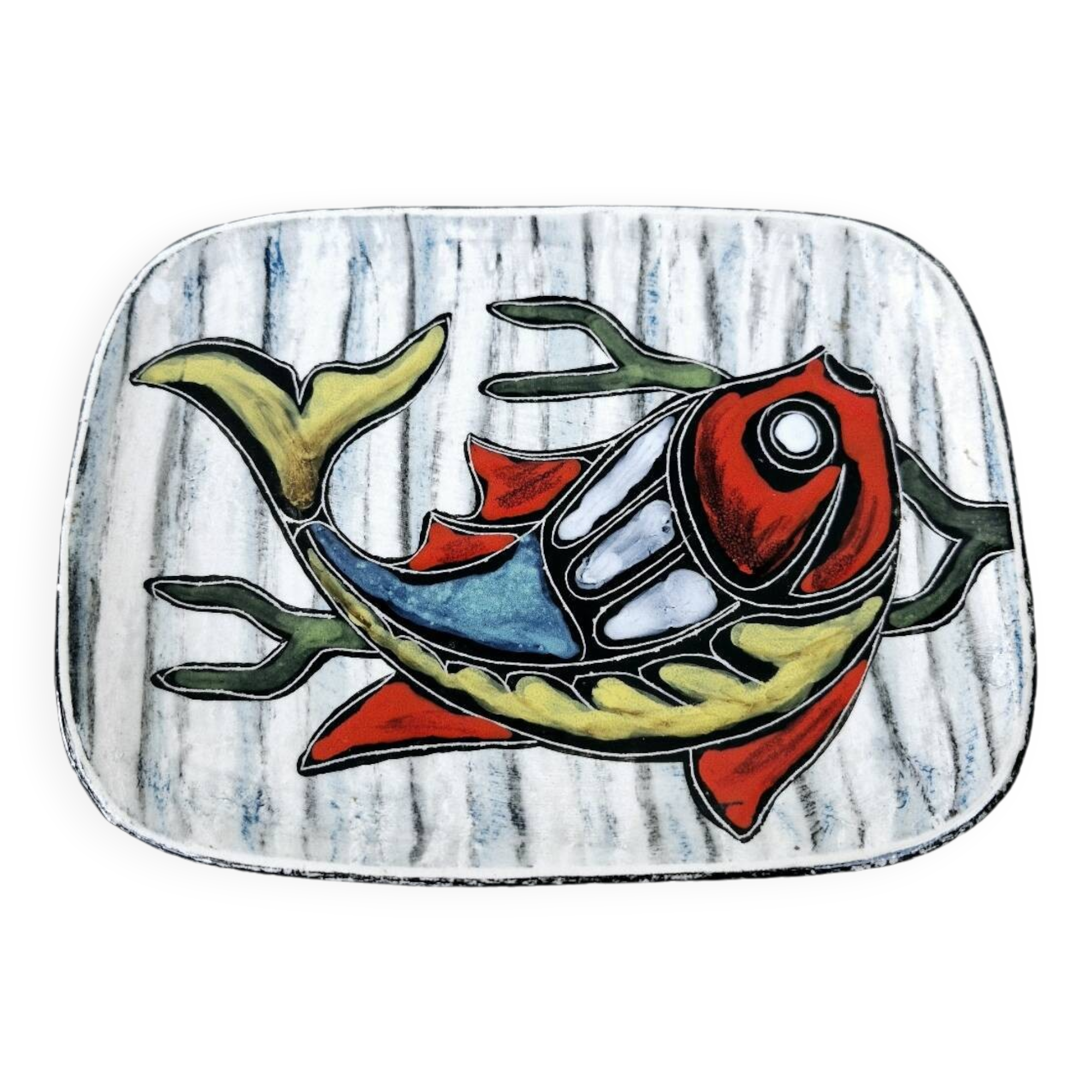 Small Vintage Ceramic Hand Painted Fish Serving Presentation Dish