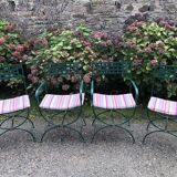 2 armchairs and 2 chairs in full wrought iron, handcrafted.