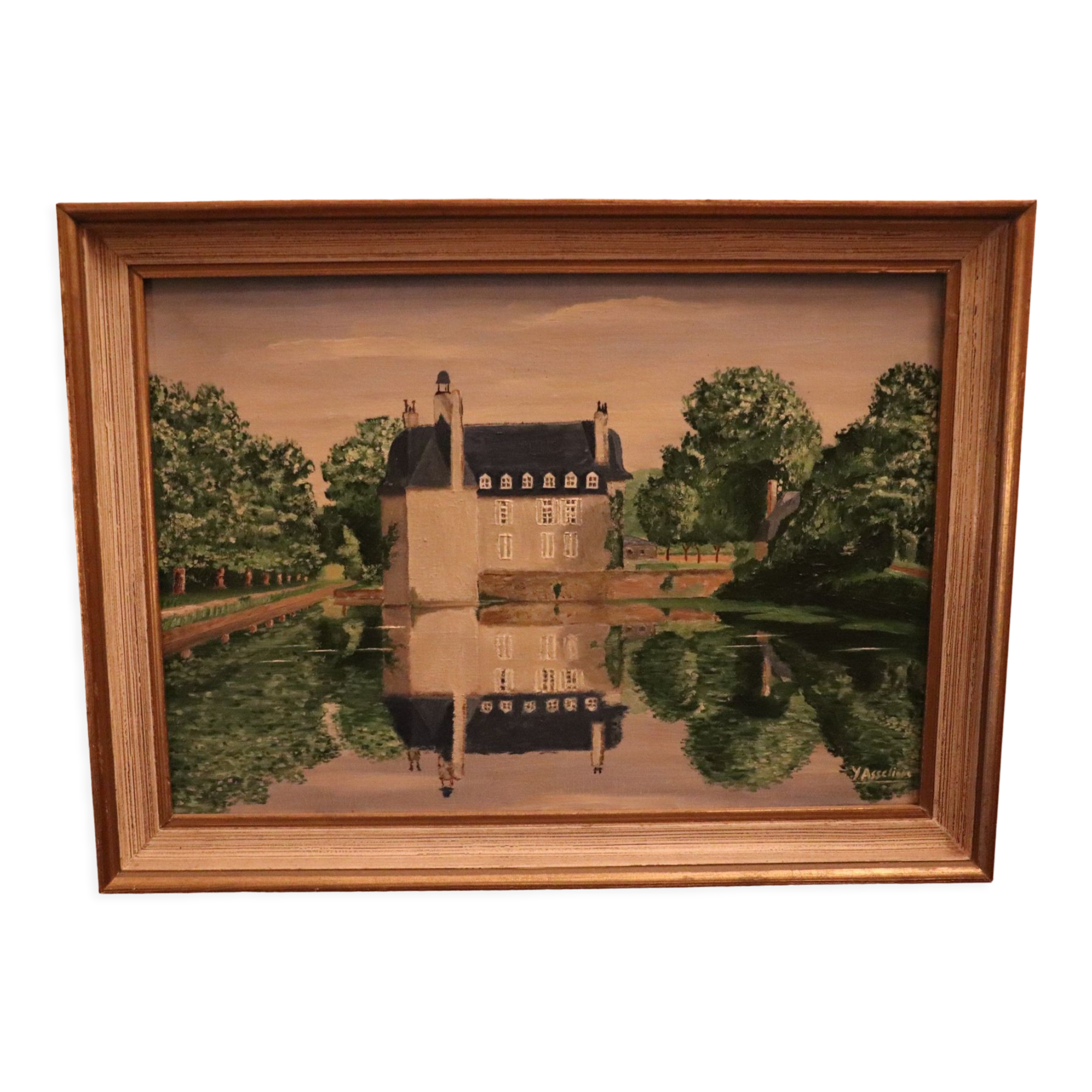Oil on canvas signed-château de flers