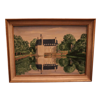 Oil on canvas signed-château de flers