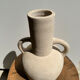 Handmade terracotta vase painted in beige with double handles h:32 d:25