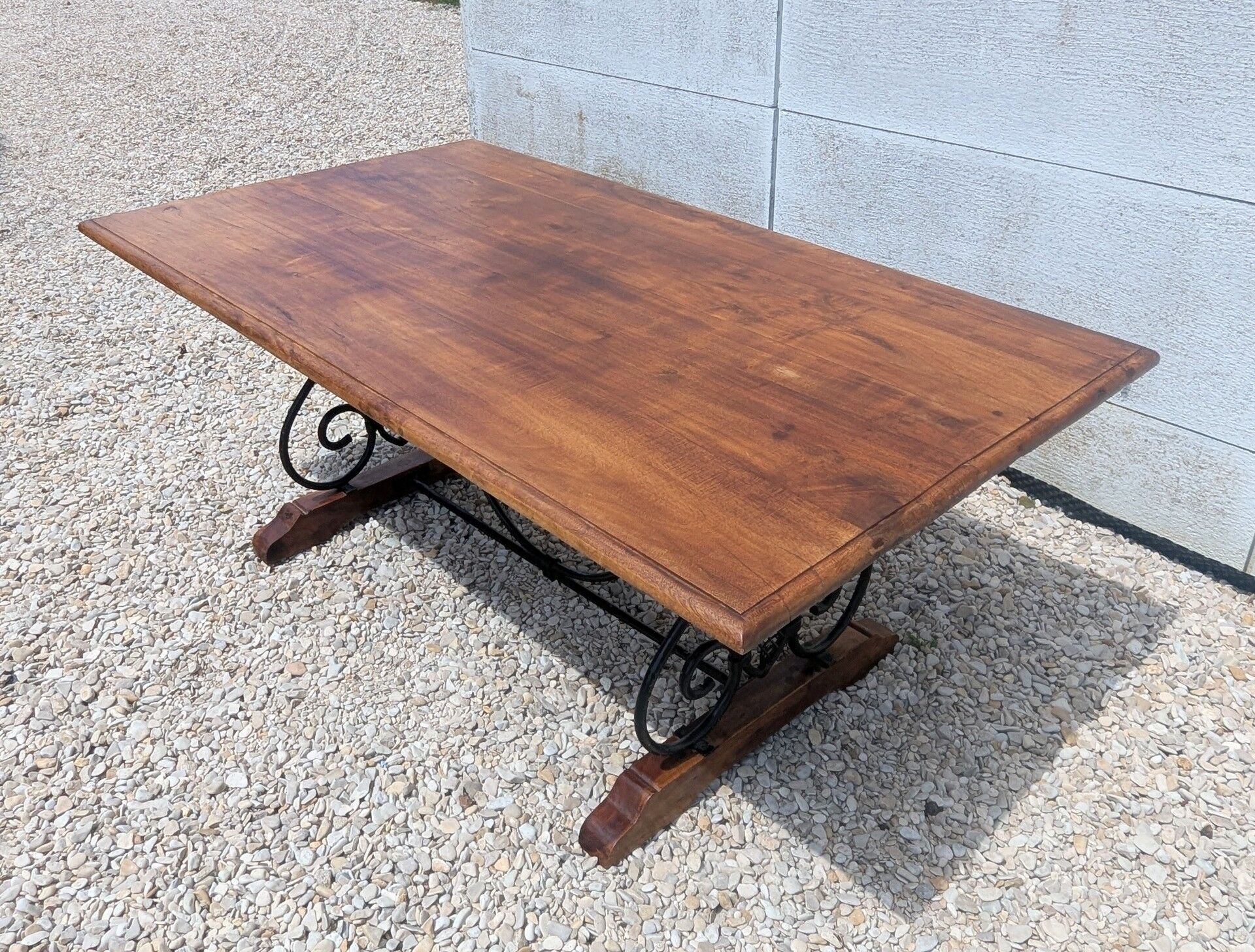 Belle Table A Manger En Fer Forgé Et Teck 180 cm 8 Convives