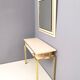Postmodern pale pink formica and brass console with wall mirror, italy