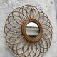 Vintage rattan flower mirror