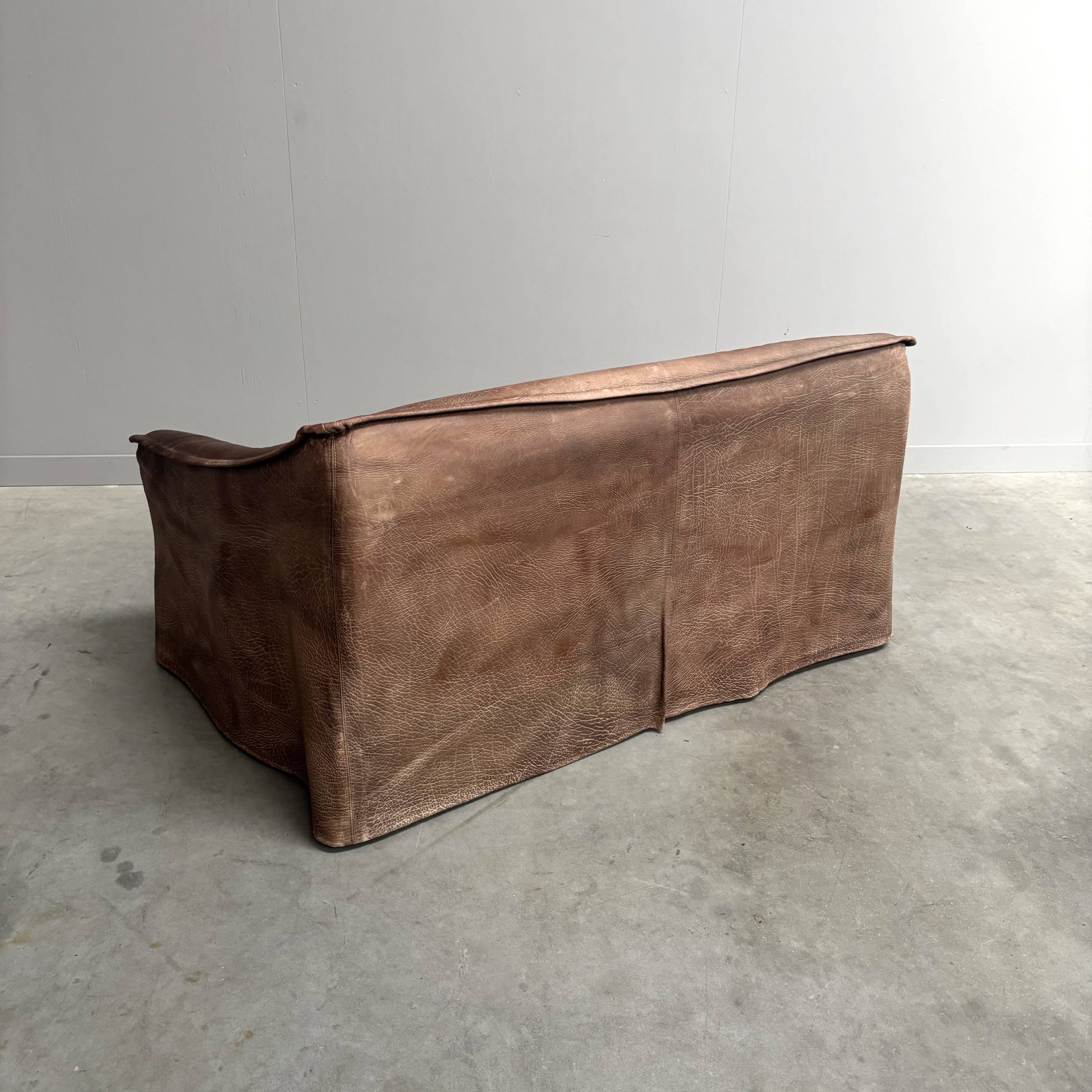 Vintage leather 2 seat sofa by Lesser, 1970s (1 of 2)
