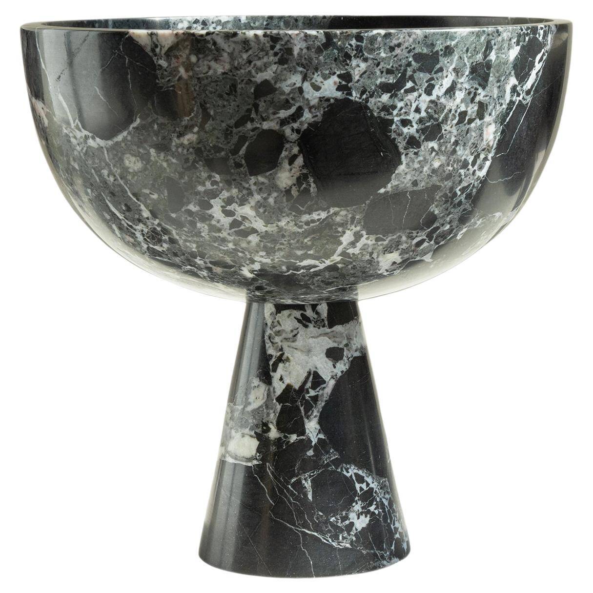 The XL Pedestal Bowl in black and green marble
