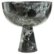 The XL Pedestal Bowl in black and green marble