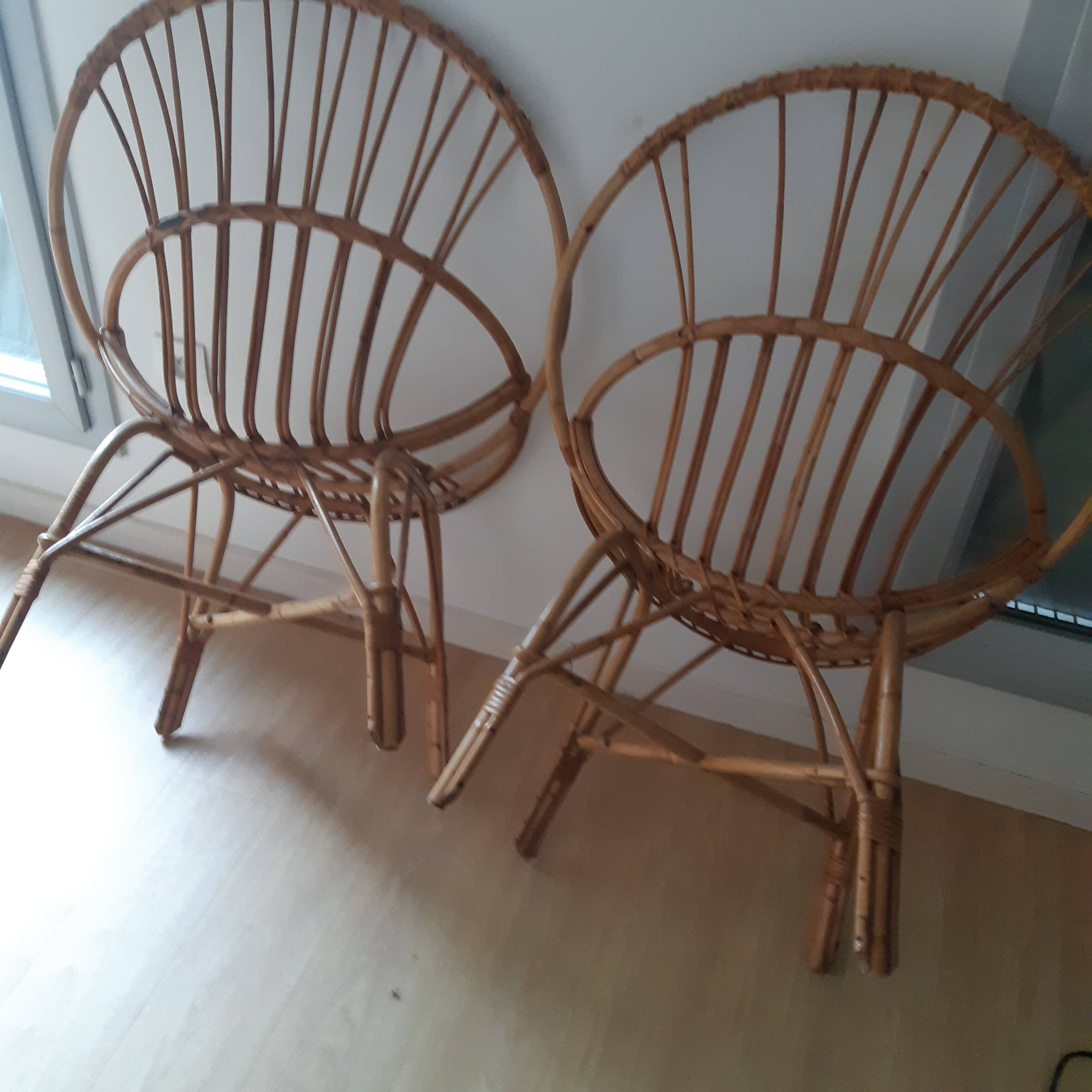 Vintage rattan armchairs