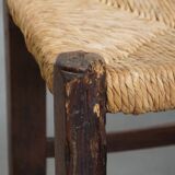 Set of 4 Antique Spanish Country Chairs with Woven Rattan Seats