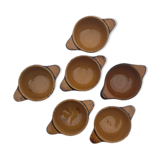 Series of 6 yellow bowls enamelled suls