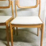 4 chairs by Johannes Andersen for Uldum Møbelfabrik, in pine, Scandinavian design, Denmark 1960's