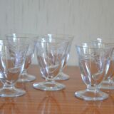 Set of 6 aperitif glasses with stylized branch motif