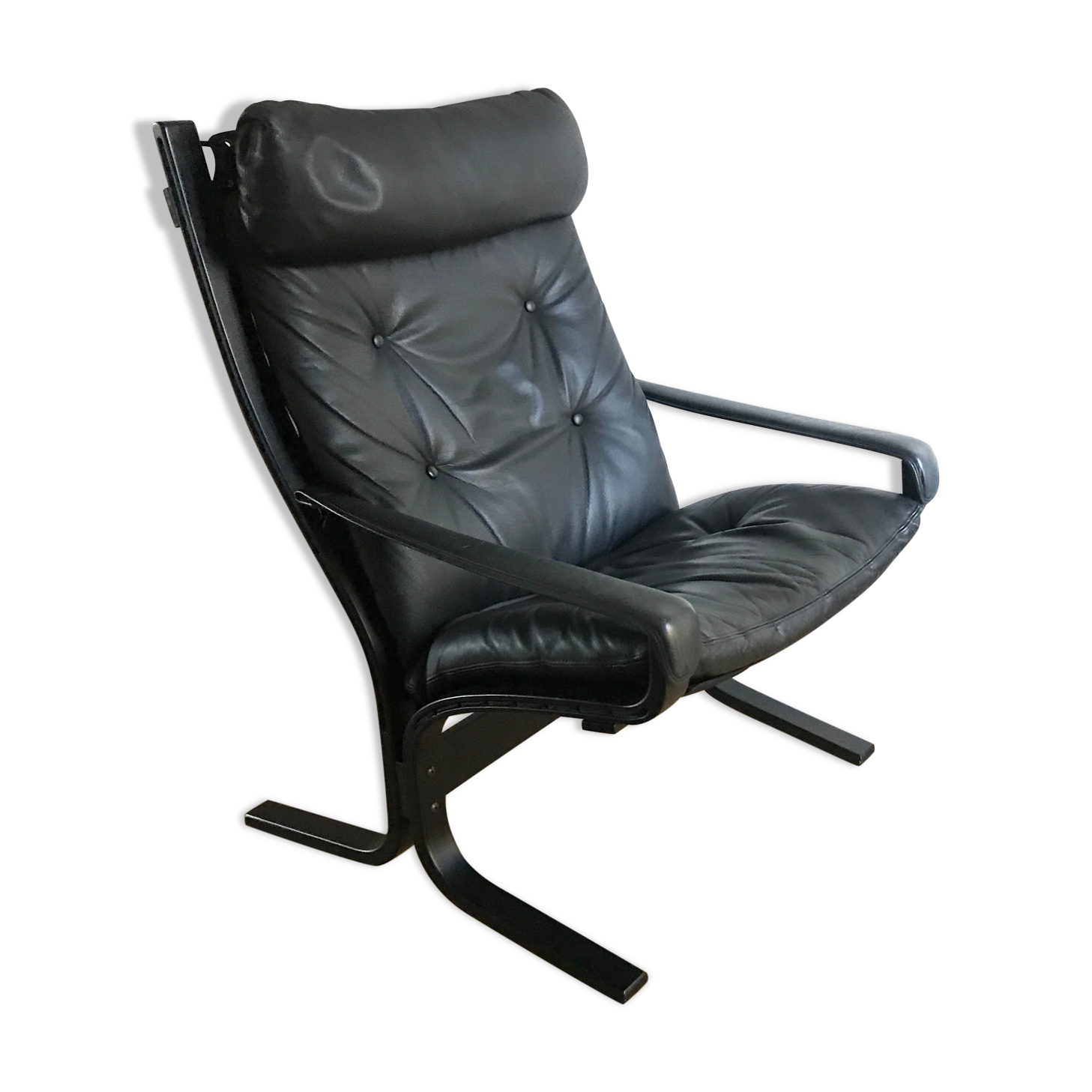 LOUNGE ARMCHAIR SIESTA BLACK LEATHER BY INGMAR RELLING FOR WESTNOFA