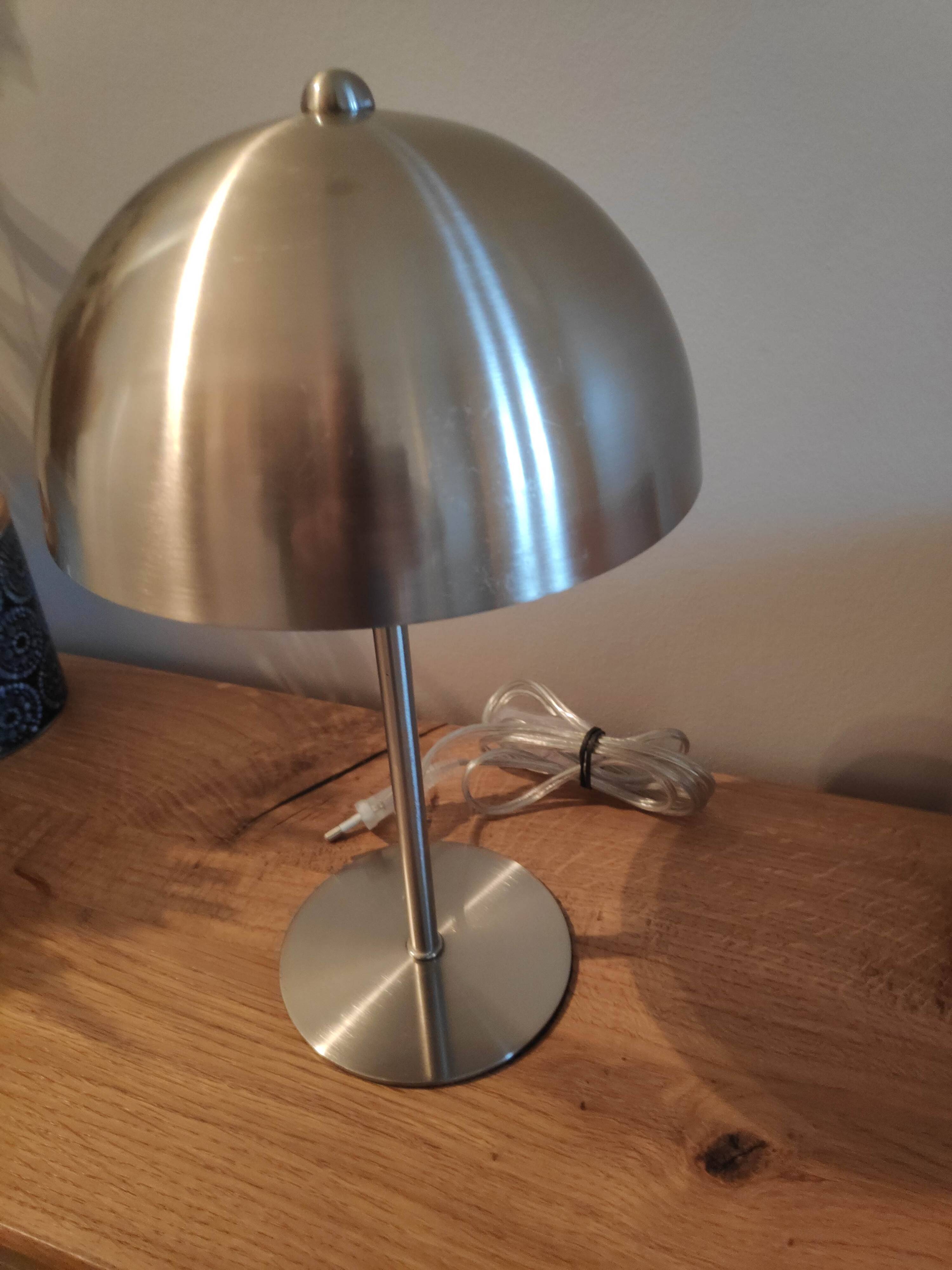 Brushed metal mushroom lamp