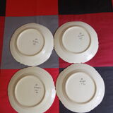 4 flat plates Henriot Quimper earthenware numbered