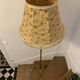 Brass tripod floor lamp with golden pompom lampshade 1960
