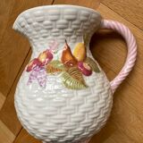 Slip pitcher with fruit and wicker patterns