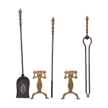 Outils de cheminée en laiton Néerlandais