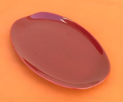 Oval serving dish burgundy-coloured glazed ceramic