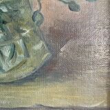 Peinture à l'huile ancienne nature morte aux fleurs 1936, signée