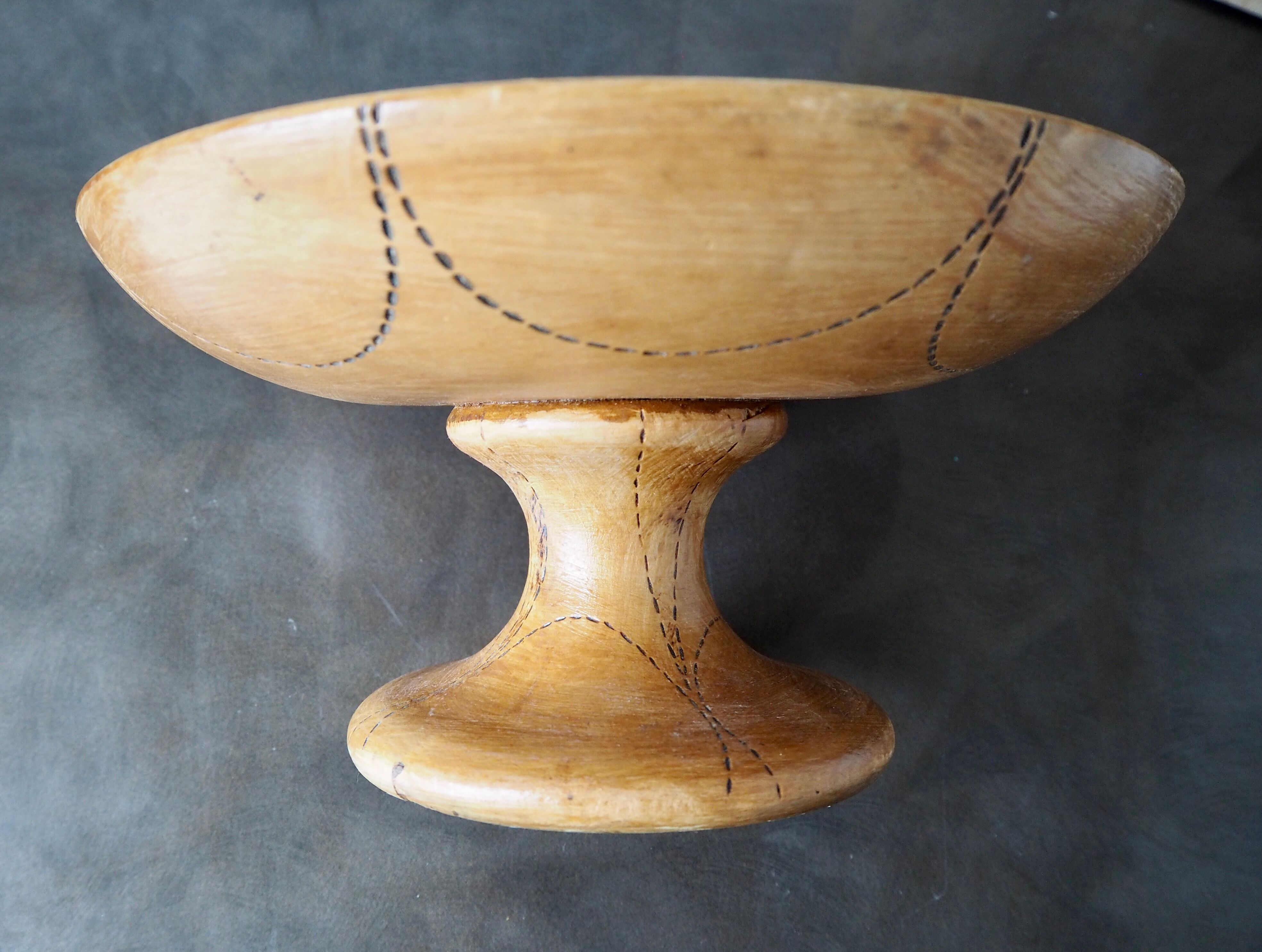 Wooden compotier folk art