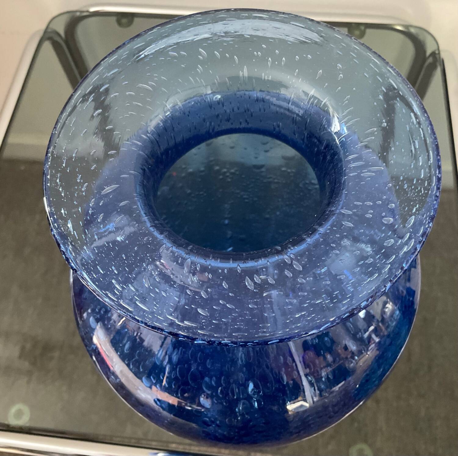 Vase vintage en verre bullé