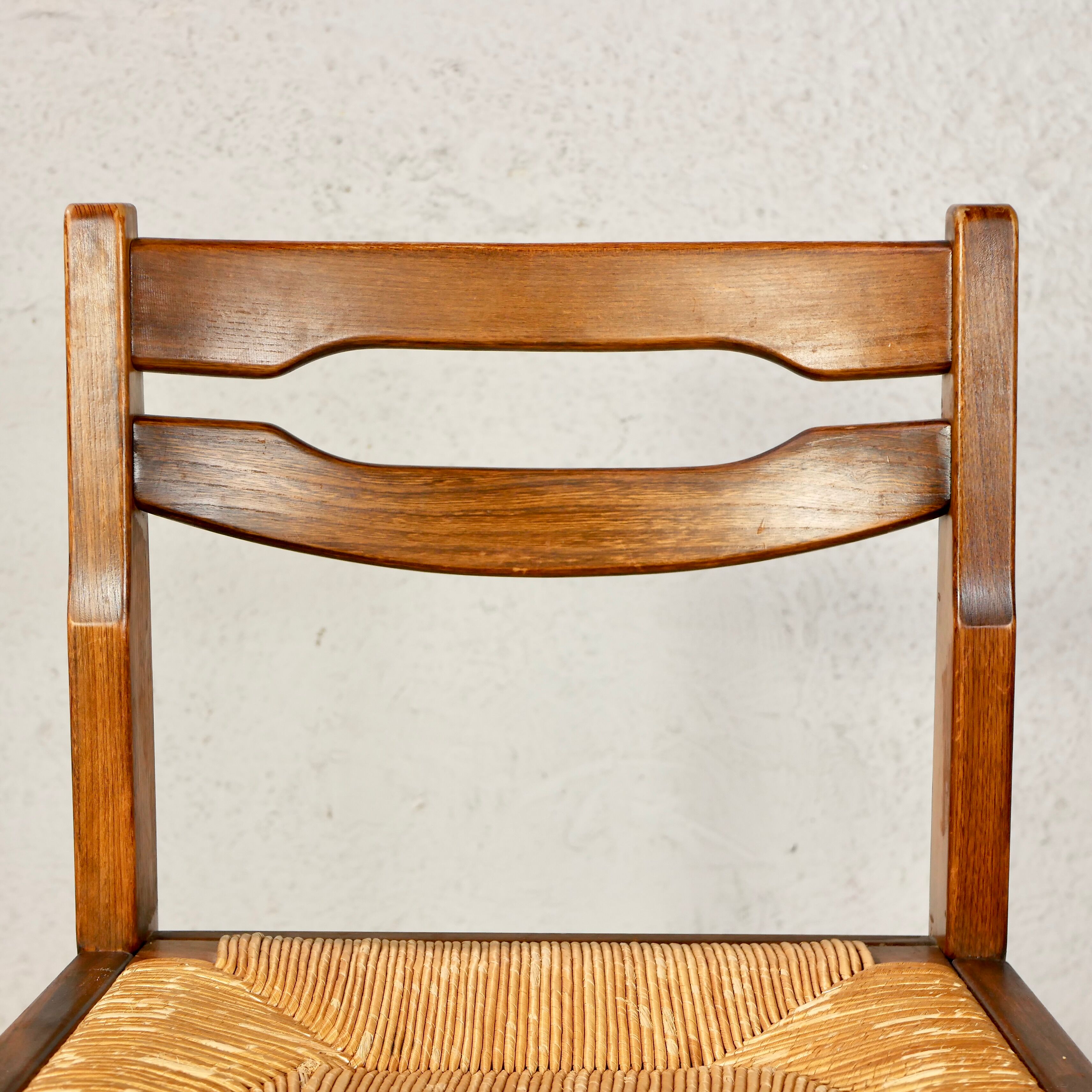 Series of 6 chairs in elm and rope Maison Regain