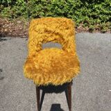 Ancien fauteuil moumoute moutarde