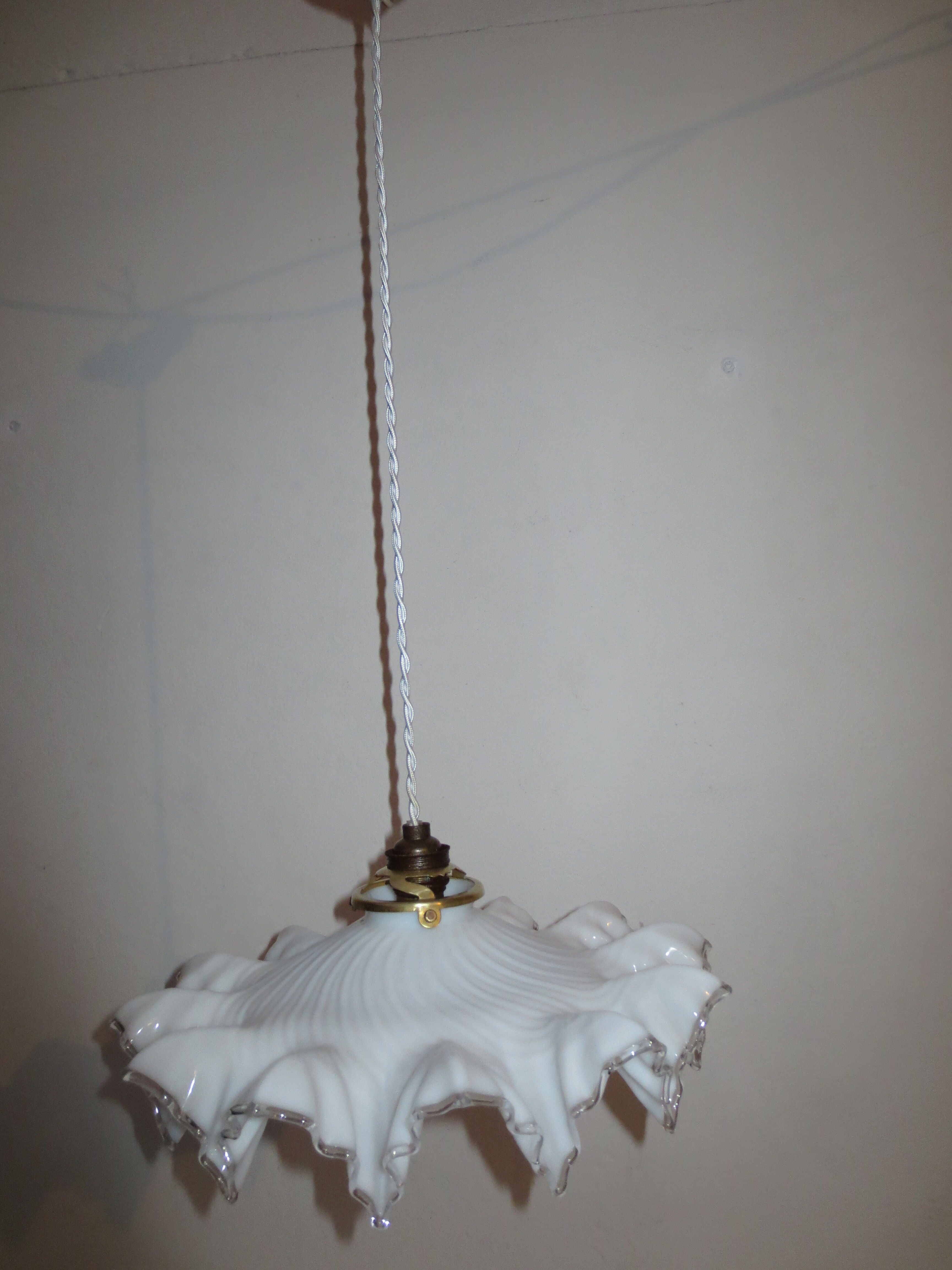 Old porcelain hanging and white opaline
