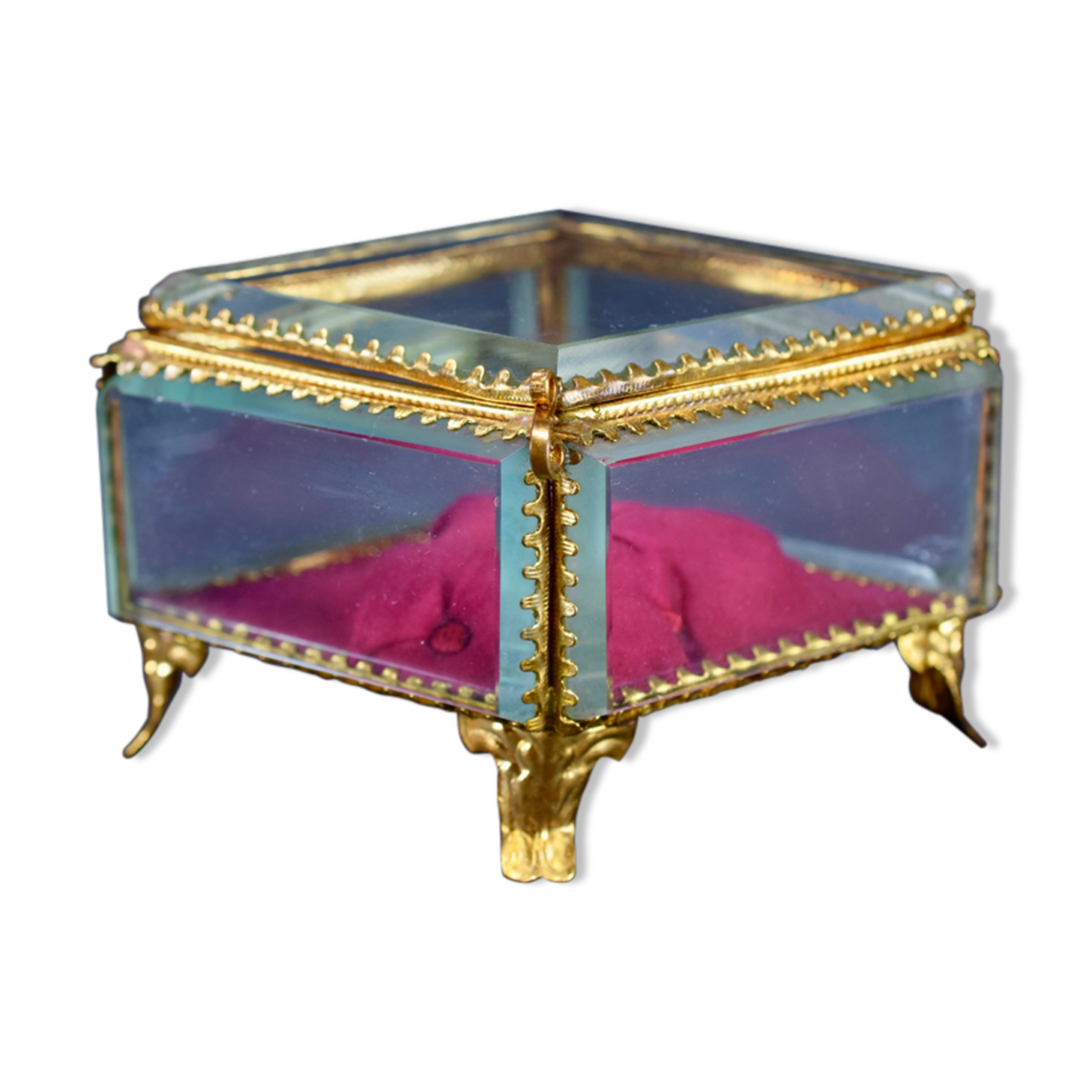 Jewelry box 1900 in beveled glass and brass
