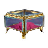 Jewelry box 1900 in beveled glass and brass