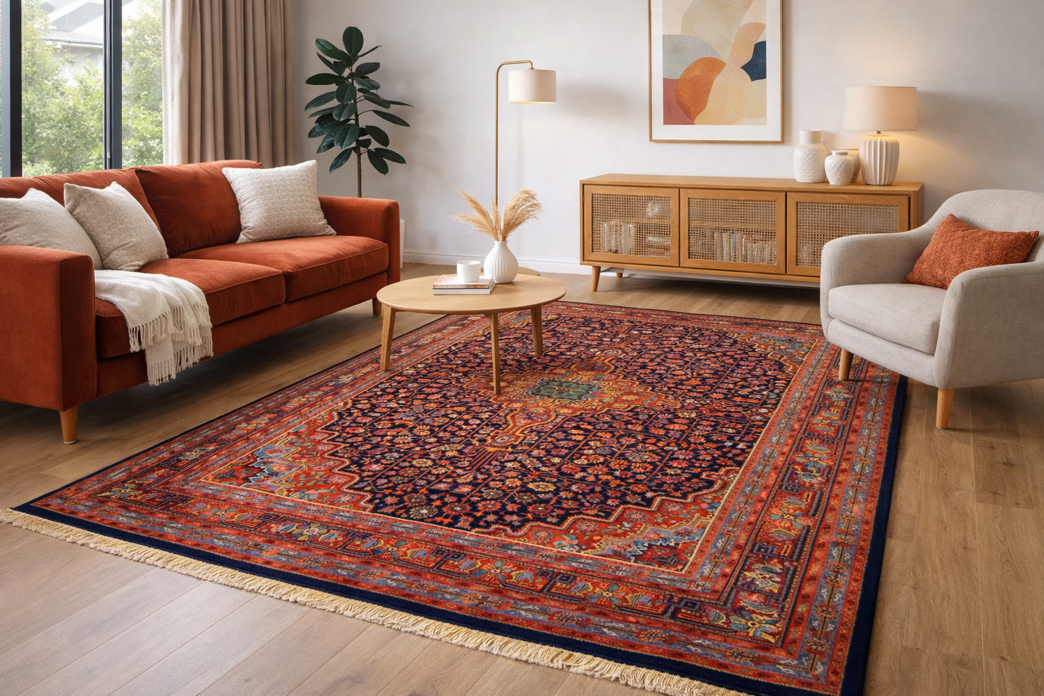 Tapis persan exquis fait à la main 204×320 cm – Laine vintage