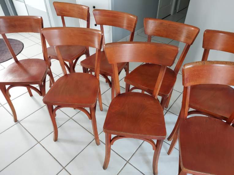 Series of 8 Baumann bistro chairs