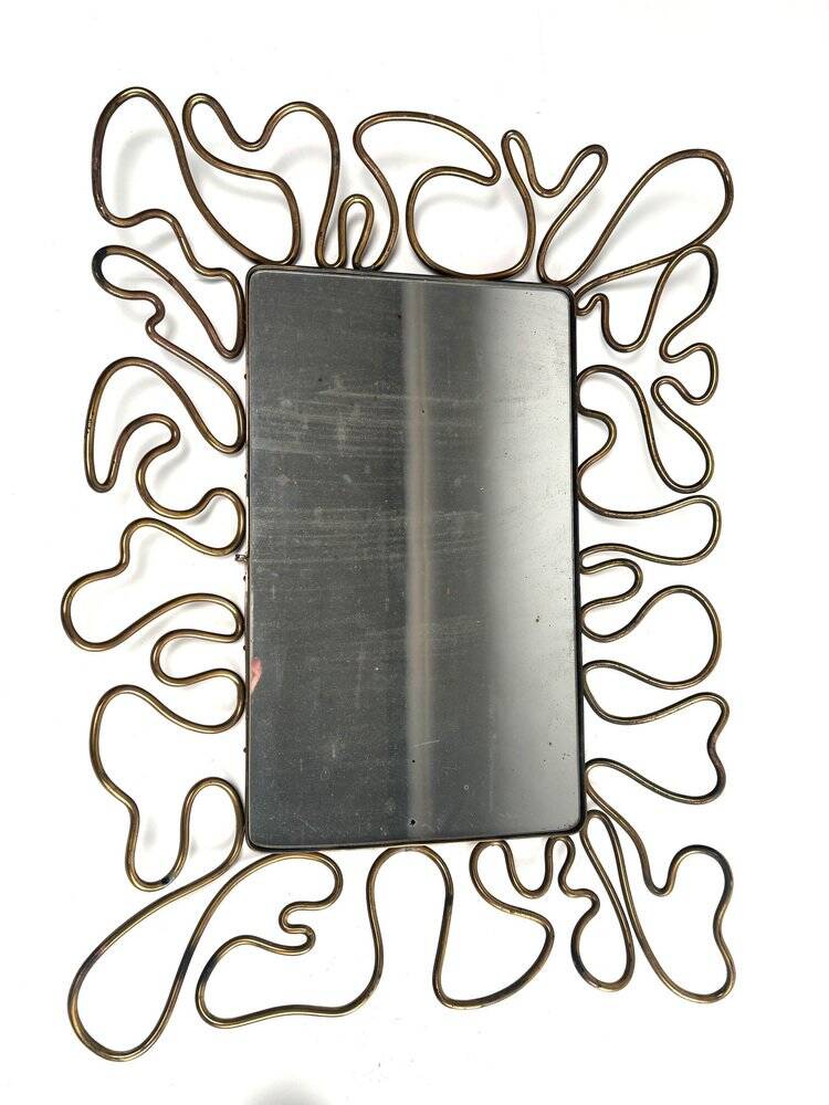 Mid-Century Brass Mirror in the style of Gio Ponti Style, Italy, 1950s