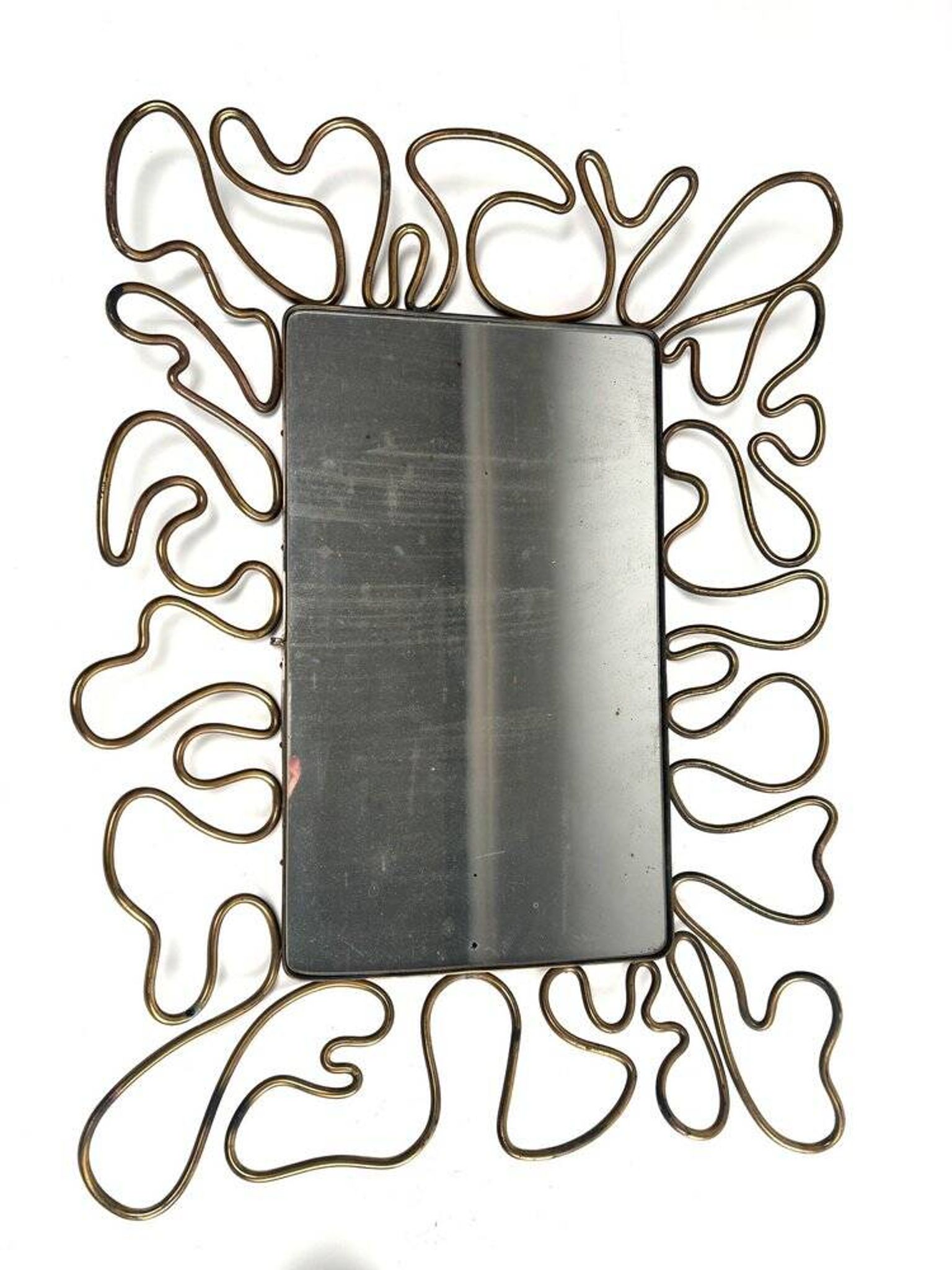 Mid-Century Brass Mirror in the style of Gio Ponti Style, Italy, 1950s