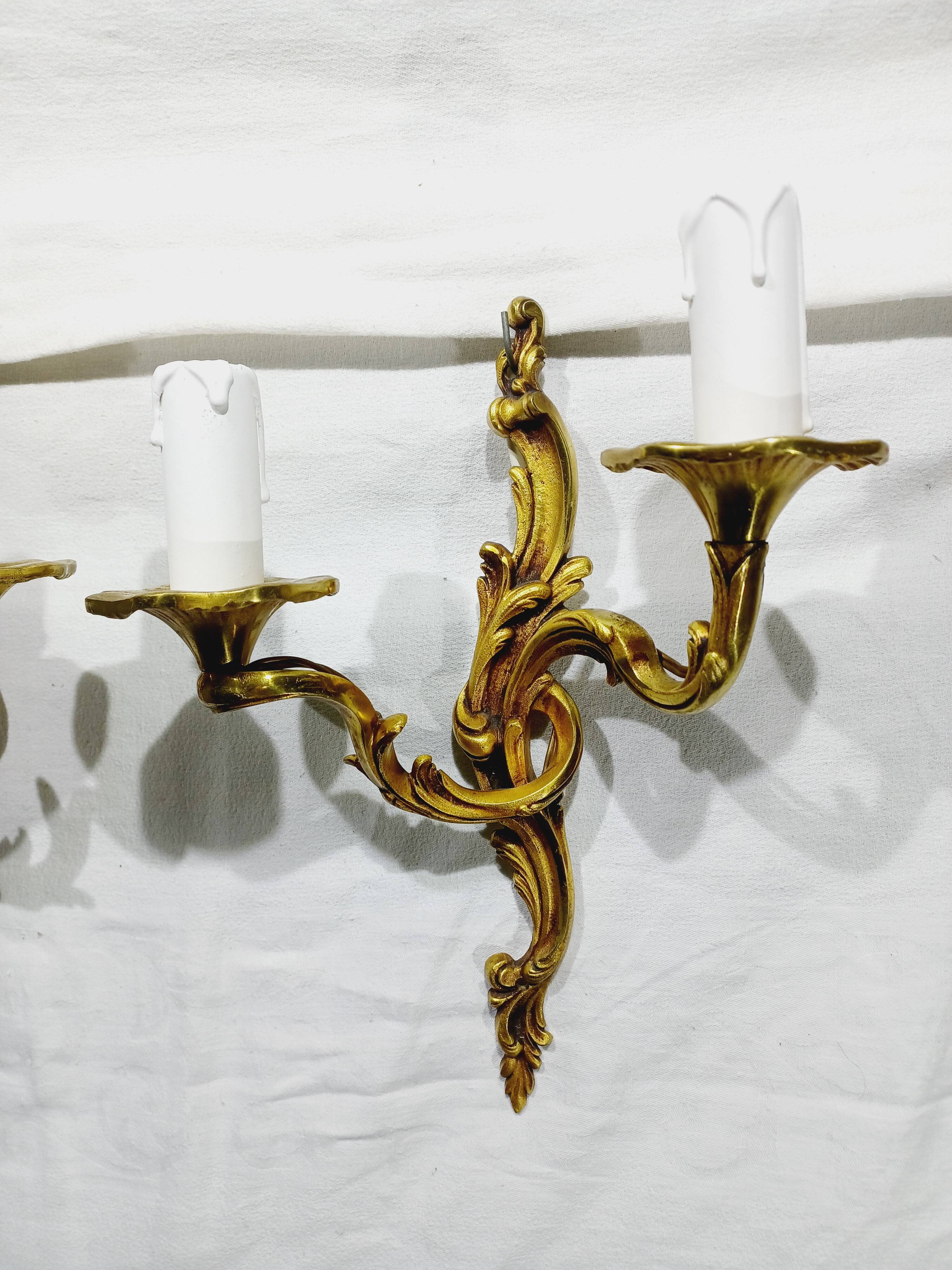 Bronze wall light triplet