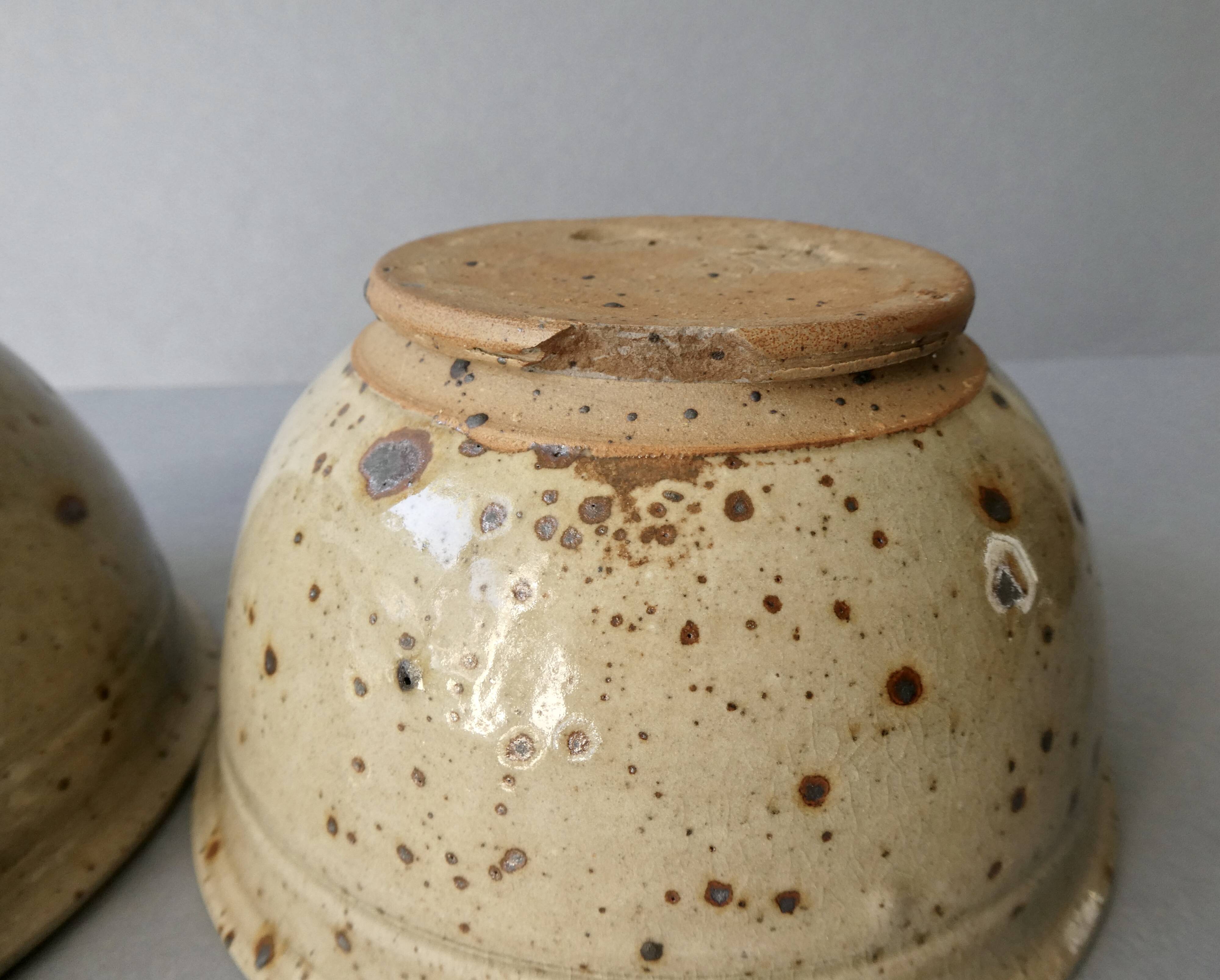 2 stoneware bowls signed, Rémi Bohnert, la Borne, 1970s