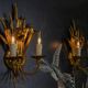 Pair of Hollywood Regency Style Gilt Metal Wheat Sheaf Wall Sconces, 1970s