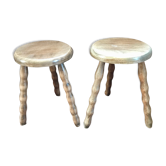 2 wooden tripod stool