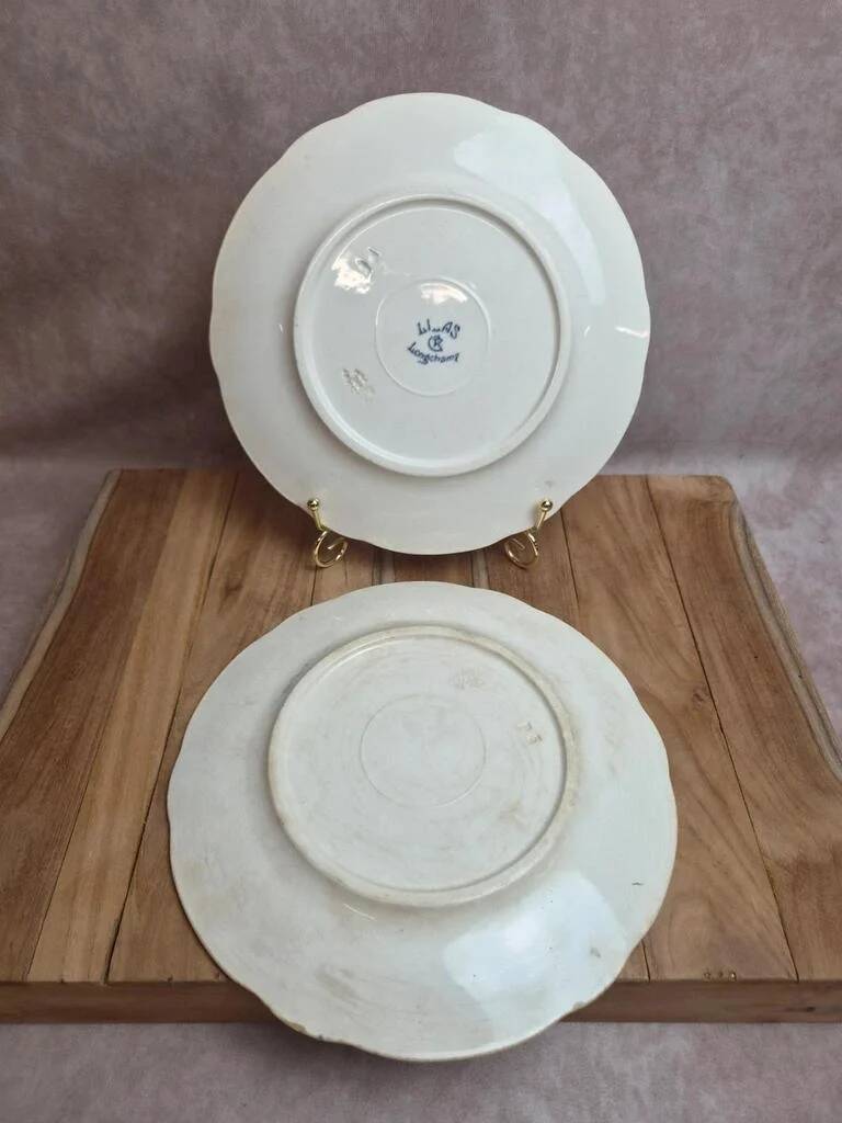 Set of 2 Longchamp ironstone plates model Lila Art Nouveau 22 cm