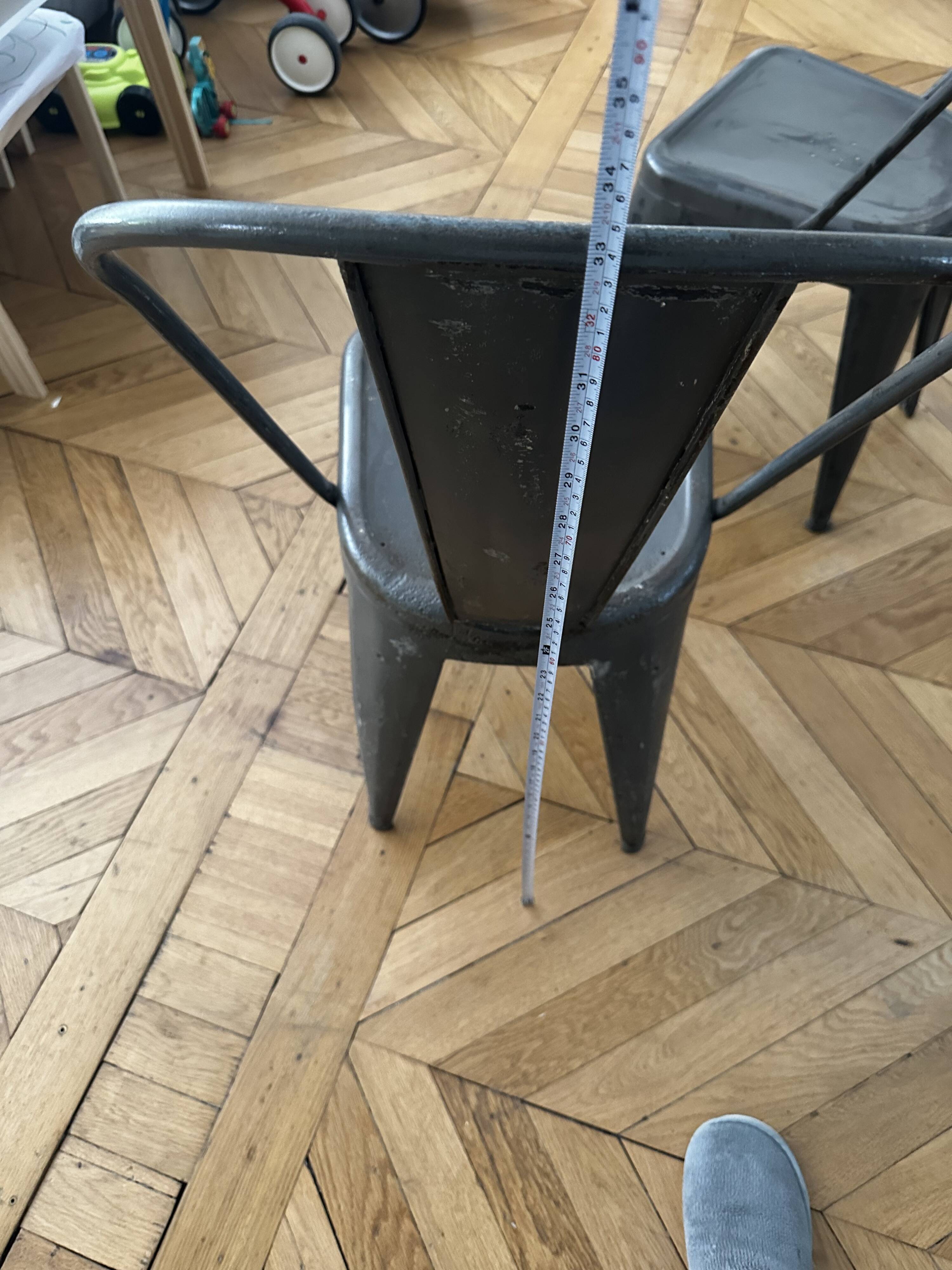 Pair of vintage Tolix model A chairs, designed by Xavier Pauchard.