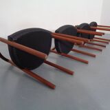 Teak & Leather Model 195 Dining Chairs by Ole Gjerløv-Knudsen & Torben Lind for France & Søn, Denmark, 1960s, Set of 4