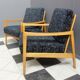 Black velvet-like fabric chairs in beech frame 1960s