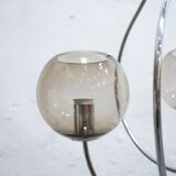Vintage chandelier in chromed metal and smoked glass