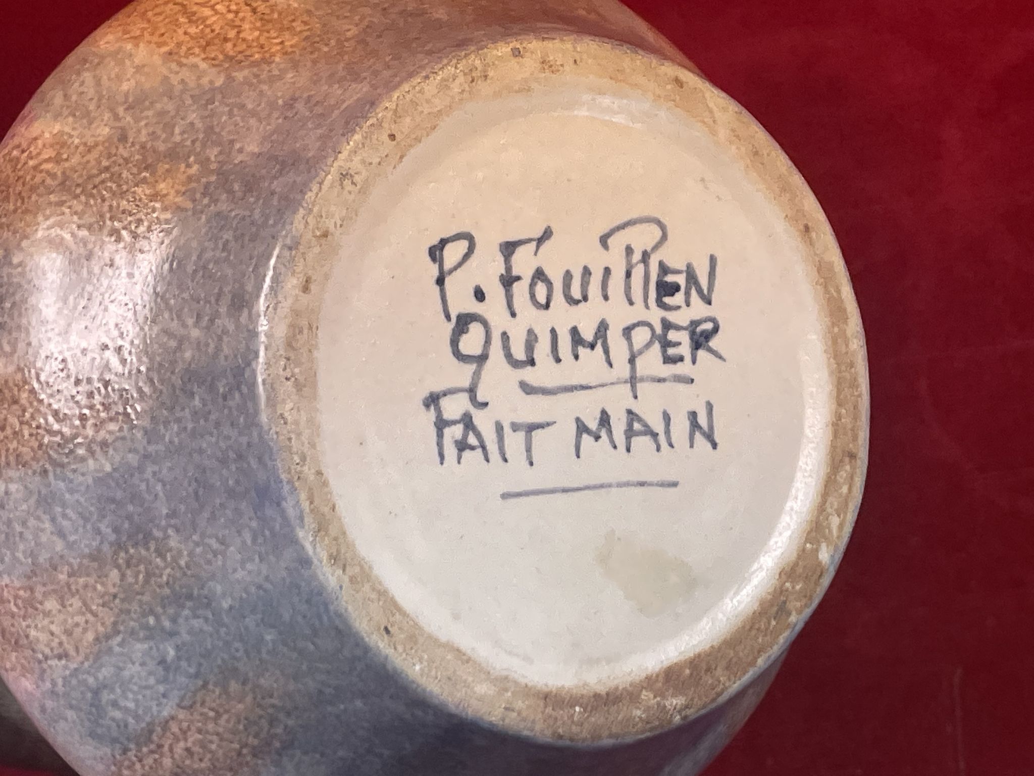 Large coffee maker H 25 cm - Quimper porcelain ceramic signed P. Fouillen.
