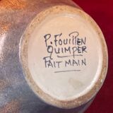 Cafetière céramique porcelaine Quimper signé P. Fouillen.