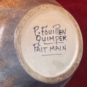 Large coffee maker H 25 cm - Quimper porcelain ceramic signed P. Fouillen.