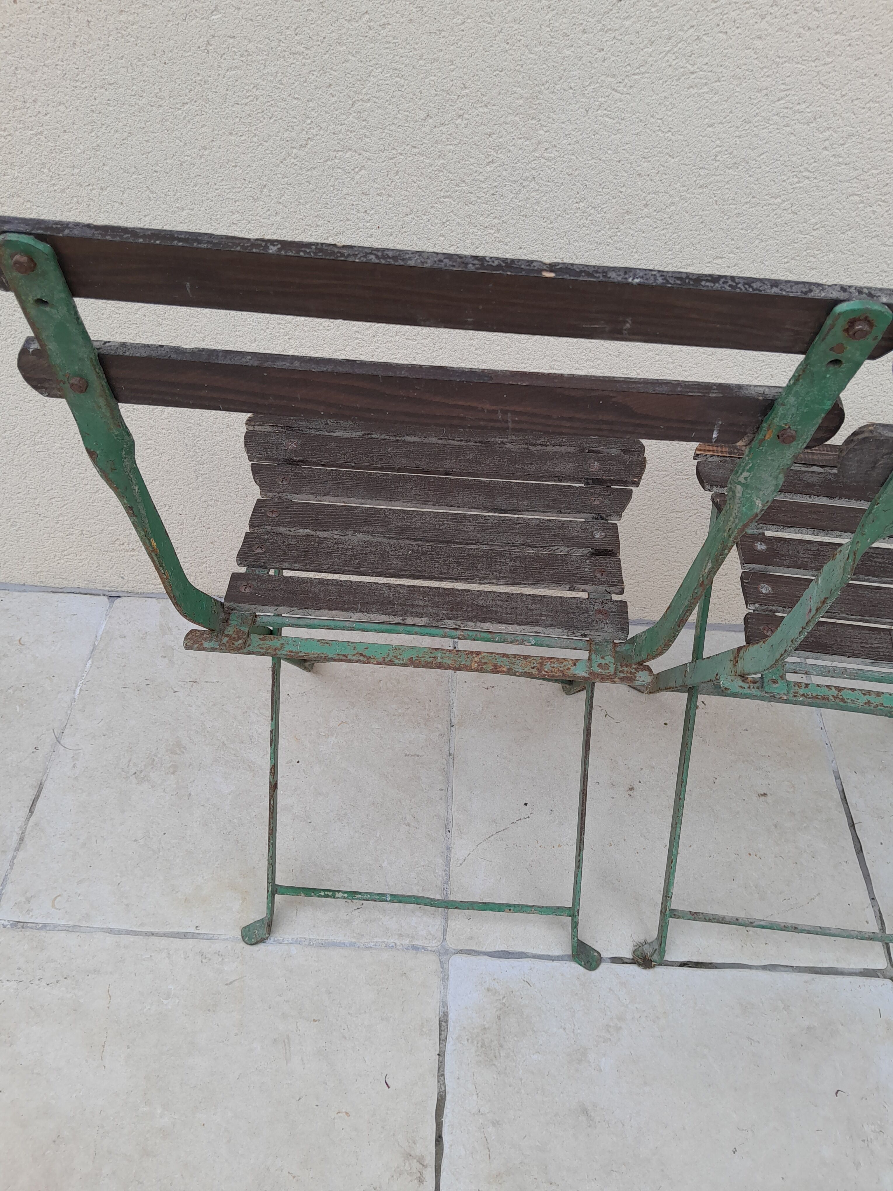 Pair folding garden chairs bistrot 1900 old