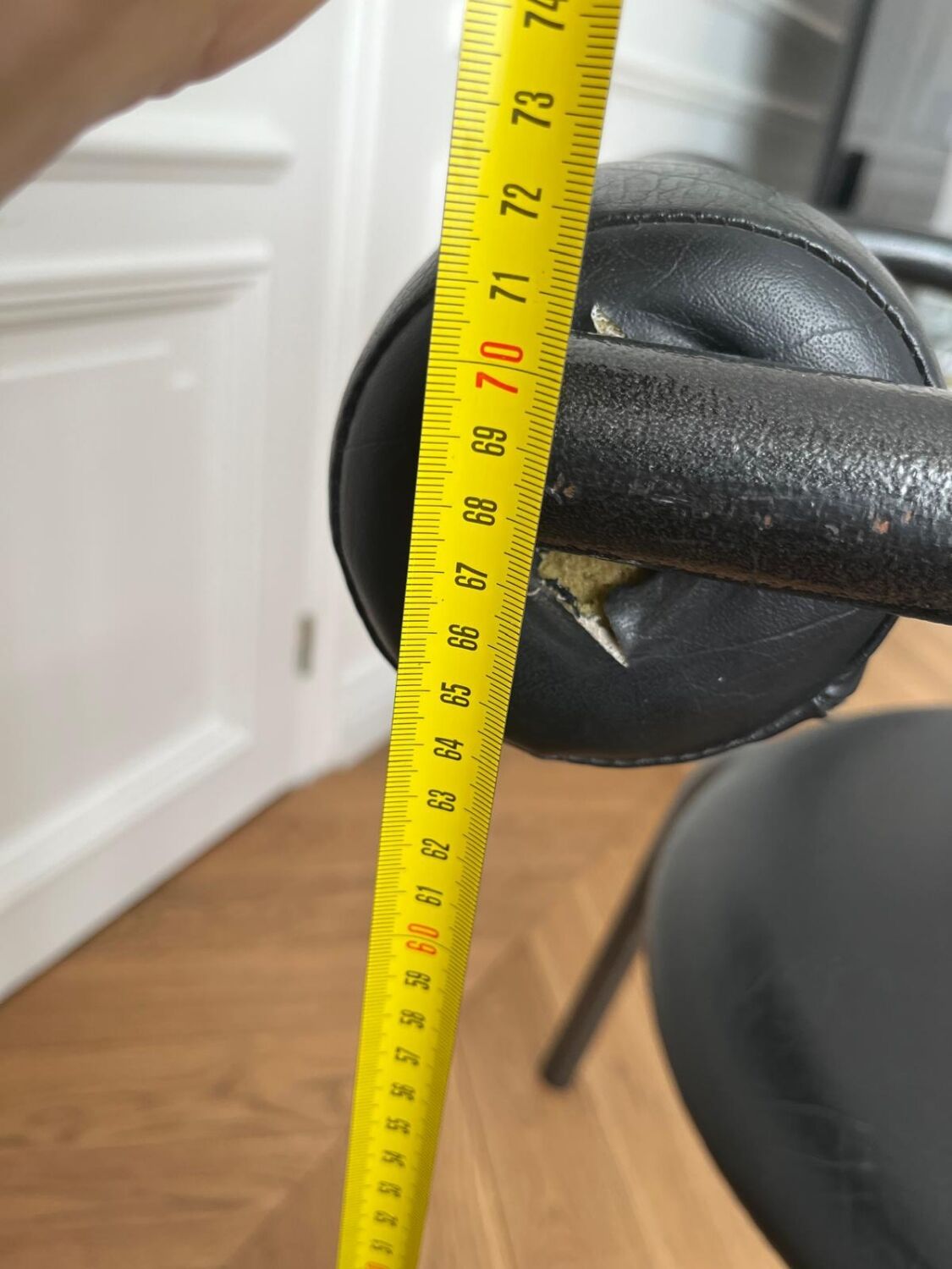 Danish design chair from the 80s, black tubular metal and faux leather.